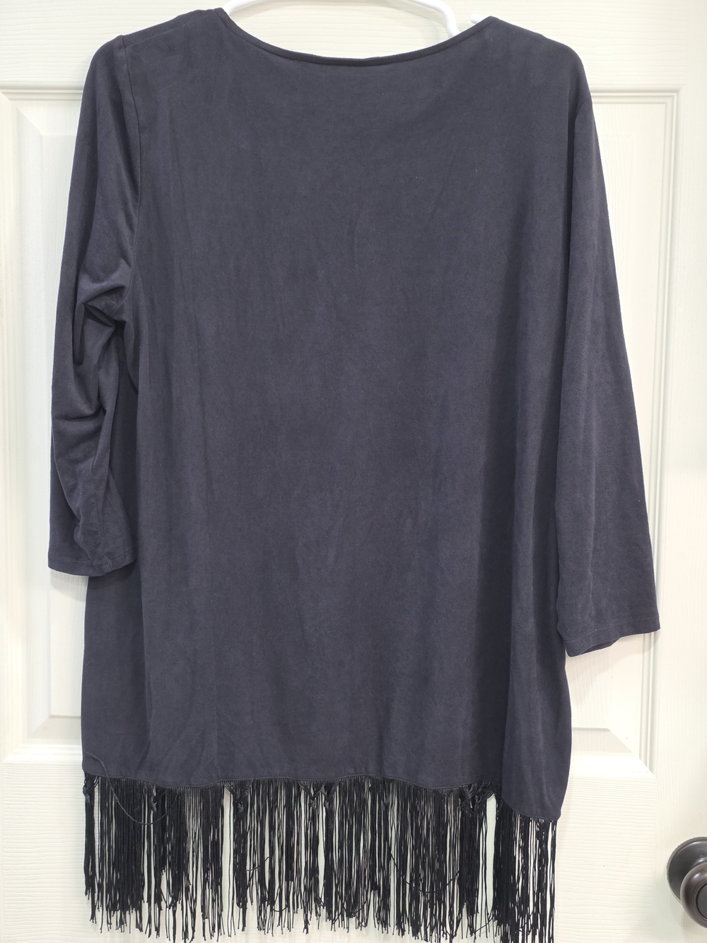 Allison Taylor Black Fringe Hem Tunic Top - Picture 2 of 6
